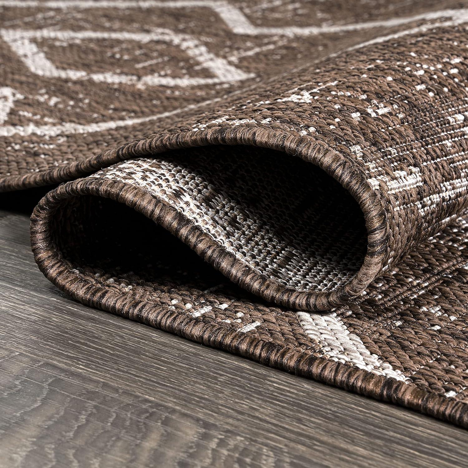 image:imageJONATHAN Y Tribal Diamond Trellis Indoor Outdoor Runner Rug 2X8 BeigeBrown Carwa for Backyard Patio Porch EasyCleaning High Traffic PetFriendly NonShedding SMB128A28BrownBeige