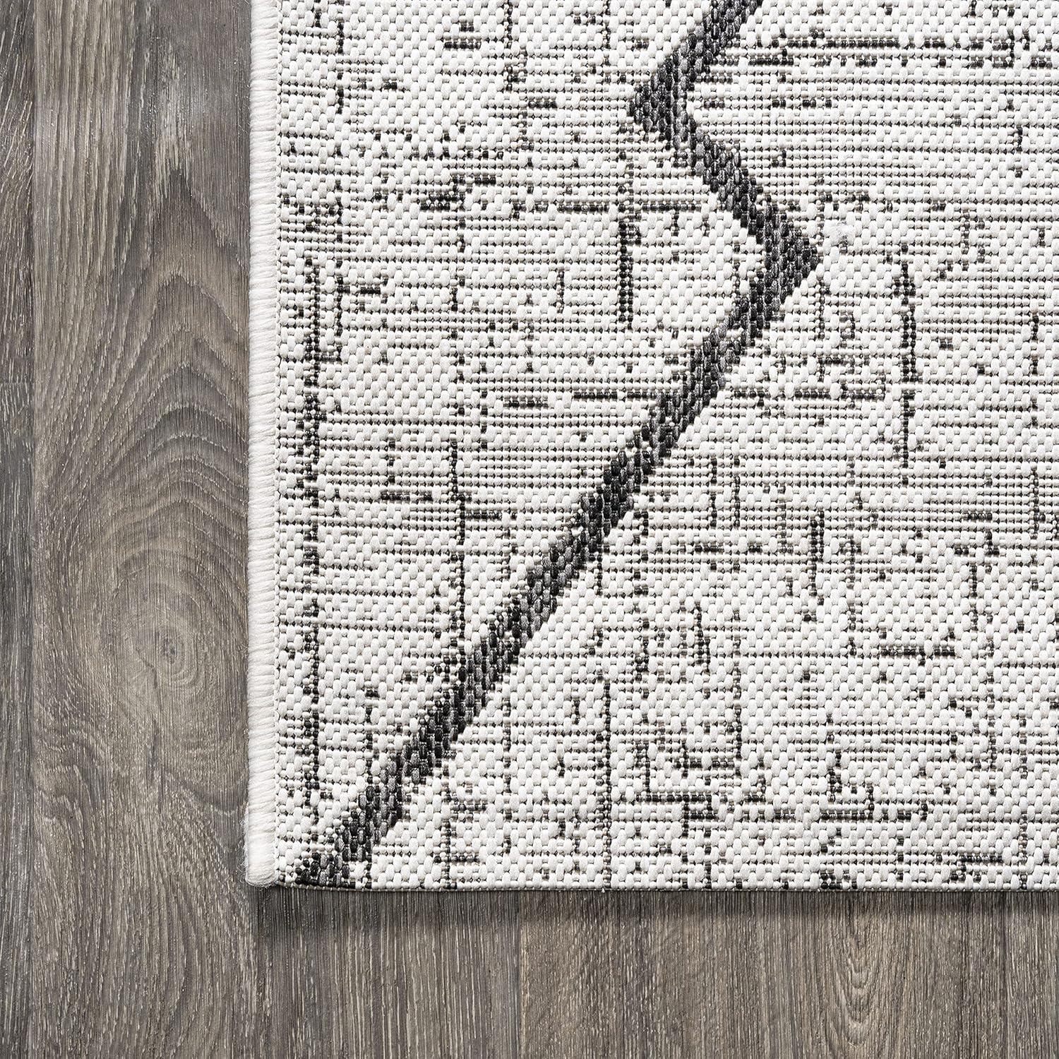 image:imageJONATHAN Y Tribal Diamond Trellis Indoor Outdoor Runner Rug 2X8 BeigeBrown Carwa for Backyard Patio Porch EasyCleaning High Traffic PetFriendly NonShedding SMB128A28IvoryBlack