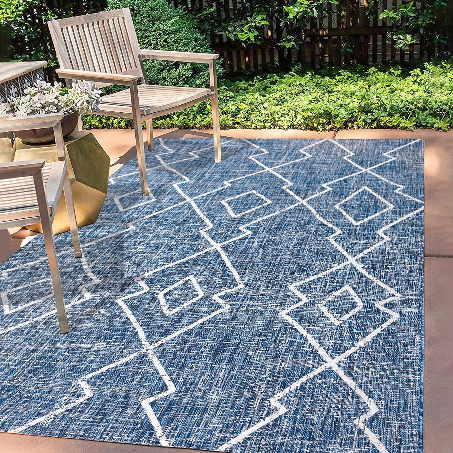 image:imageJONATHAN Y Tribal Diamond Trellis Indoor Outdoor Runner Rug 2X8 BeigeBrown Carwa for Backyard Patio Porch EasyCleaning High Traffic PetFriendly NonShedding SMB128A28BlueIvory