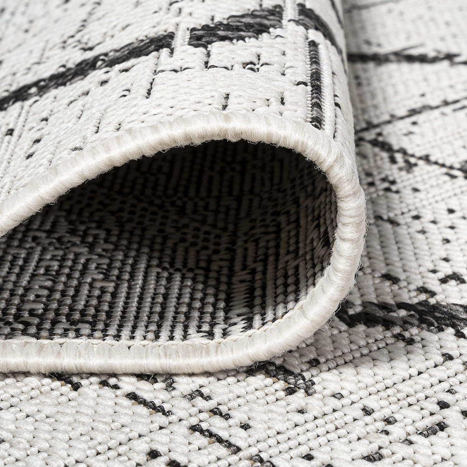 image:imageJONATHAN Y Tribal Diamond Trellis Indoor Outdoor Runner Rug 2X8 BeigeBrown Carwa for Backyard Patio Porch EasyCleaning High Traffic PetFriendly NonShedding SMB128A28IvoryBlack