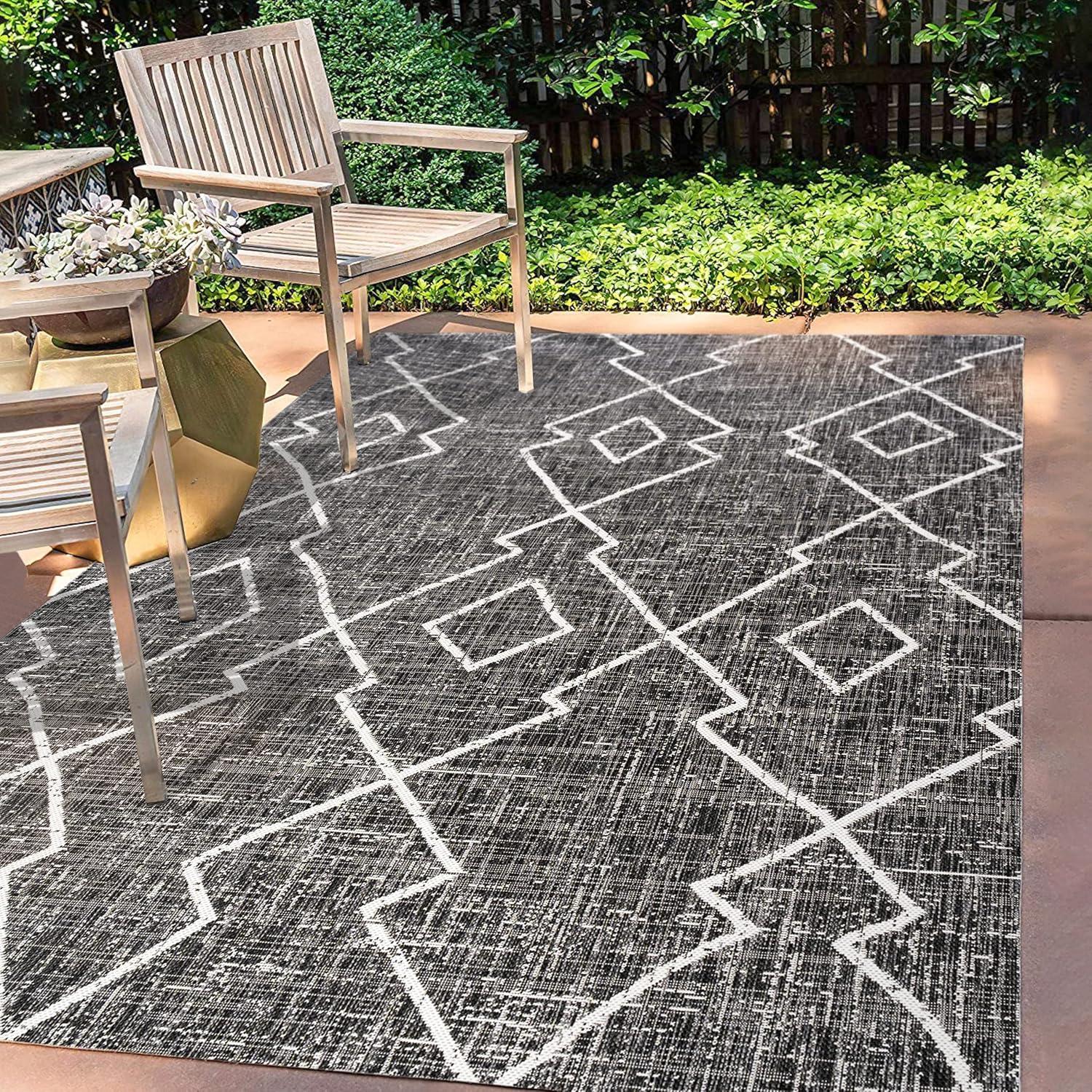 image:imageJONATHAN Y Tribal Diamond Trellis Indoor Outdoor Runner Rug 2X8 BeigeBrown Carwa for Backyard Patio Porch EasyCleaning High Traffic PetFriendly NonShedding SMB128A28BlackIvory