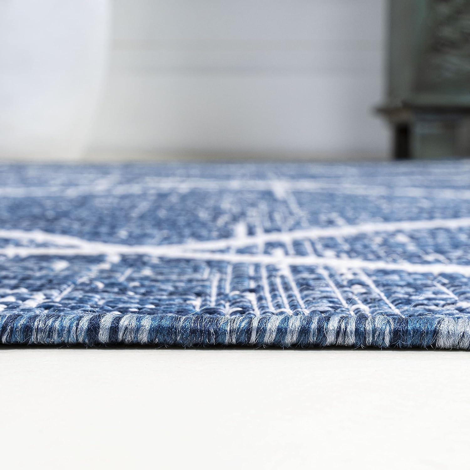 image:imageJONATHAN Y Tribal Diamond Trellis Indoor Outdoor Runner Rug 2X8 BeigeBrown Carwa for Backyard Patio Porch EasyCleaning High Traffic PetFriendly NonShedding SMB128A28BlueIvory