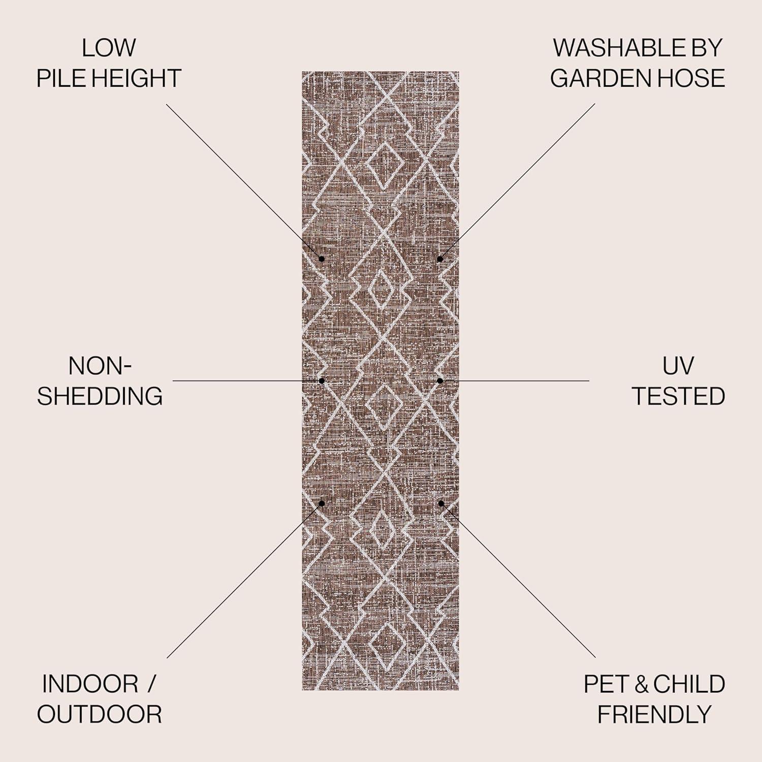 image:imageJONATHAN Y Tribal Diamond Trellis Indoor Outdoor Runner Rug 2X8 BeigeBrown Carwa for Backyard Patio Porch EasyCleaning High Traffic PetFriendly NonShedding SMB128A28BrownBeige