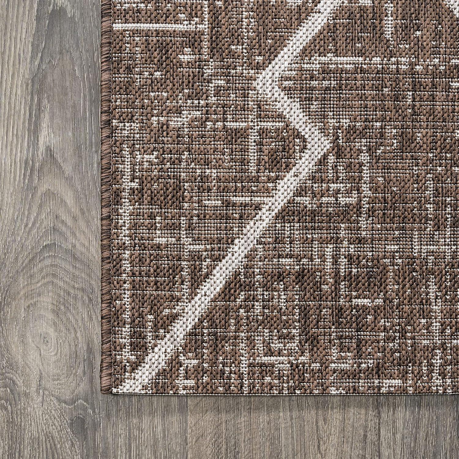 image:imageJONATHAN Y Tribal Diamond Trellis Indoor Outdoor Runner Rug 2X8 BeigeBrown Carwa for Backyard Patio Porch EasyCleaning High Traffic PetFriendly NonShedding SMB128A28BrownBeige