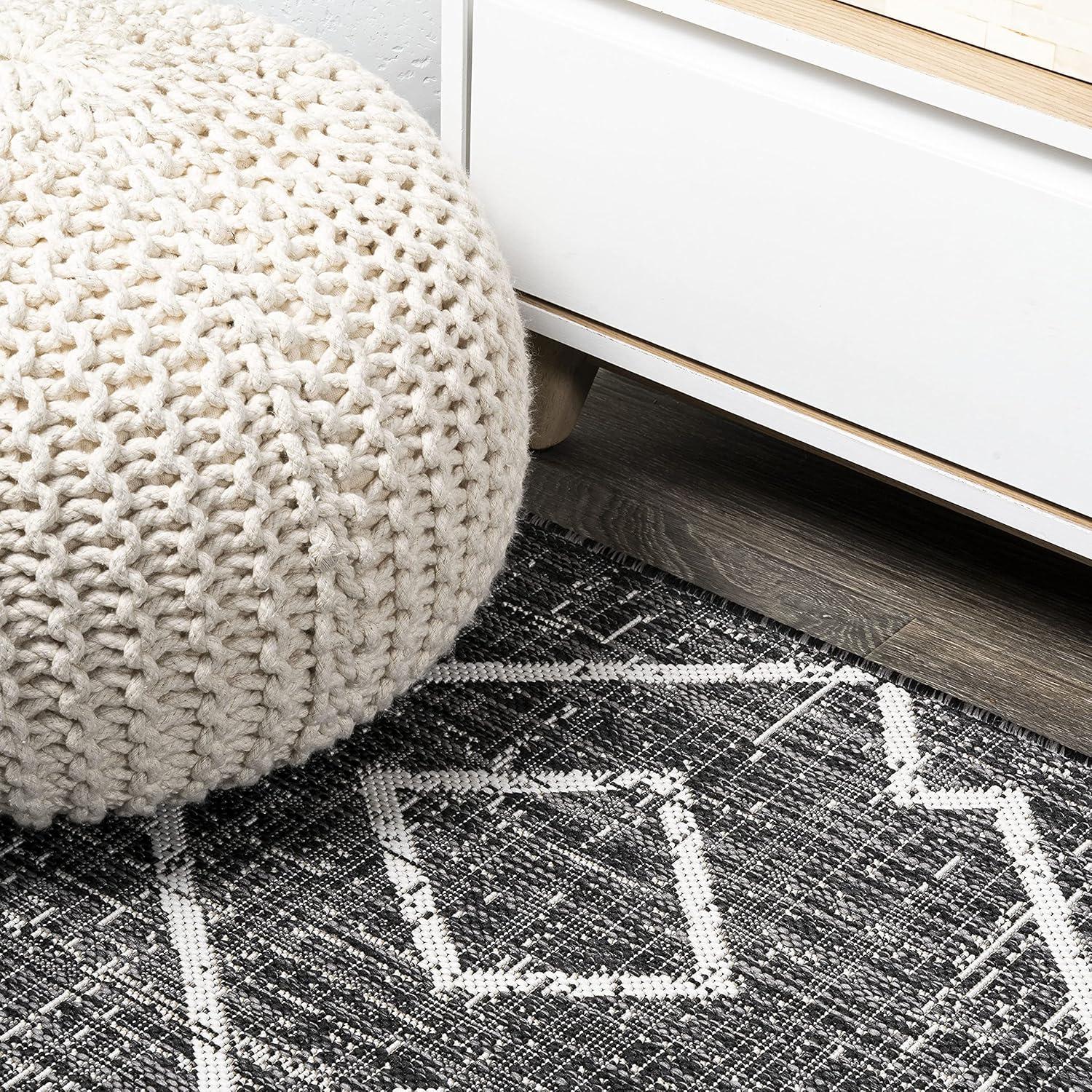 image:imageJONATHAN Y Tribal Diamond Trellis Indoor Outdoor Runner Rug 2X8 BeigeBrown Carwa for Backyard Patio Porch EasyCleaning High Traffic PetFriendly NonShedding SMB128A28BlackIvory