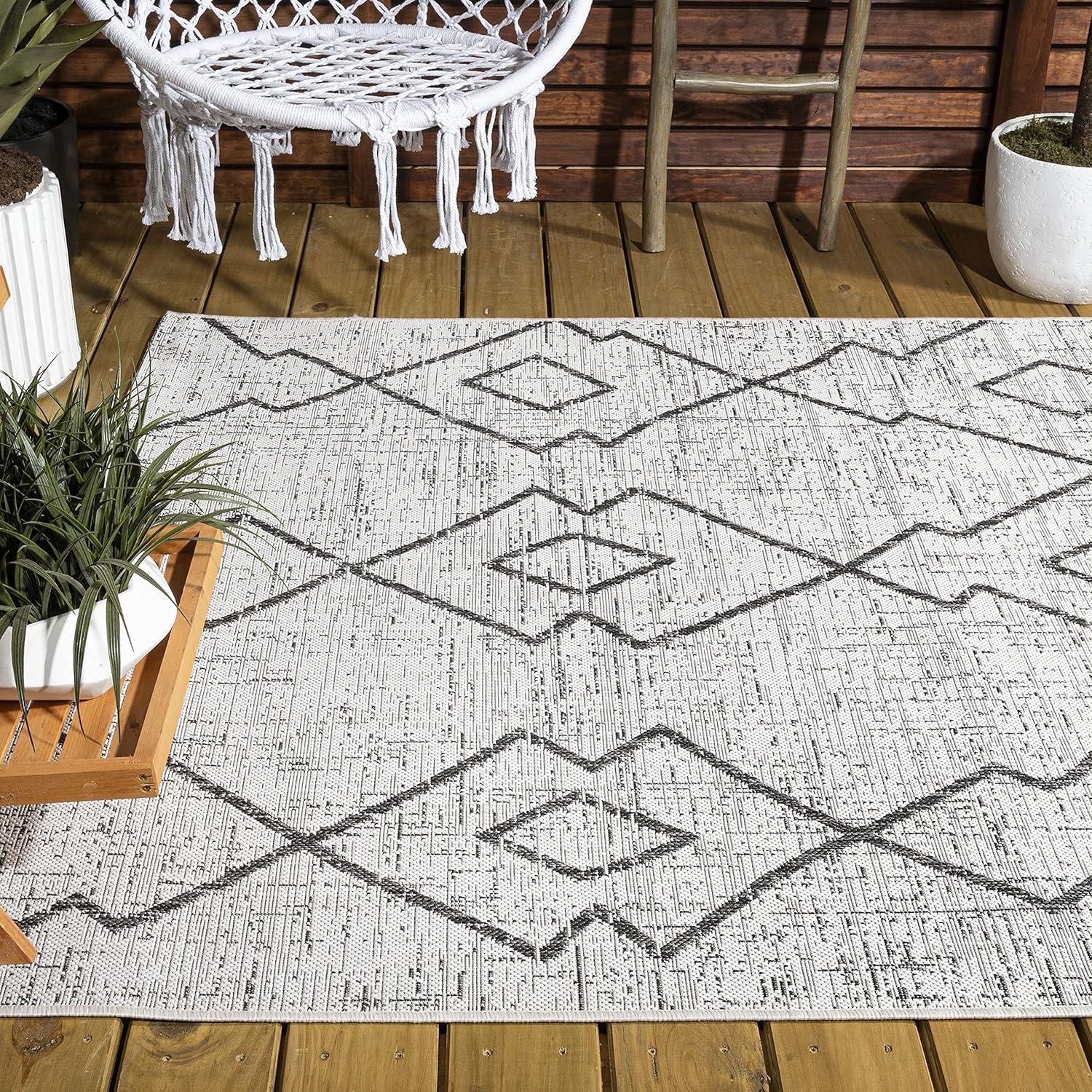 image:imageJONATHAN Y Tribal Diamond Trellis Indoor Outdoor Runner Rug 2X8 BeigeBrown Carwa for Backyard Patio Porch EasyCleaning High Traffic PetFriendly NonShedding SMB128A28IvoryBlack