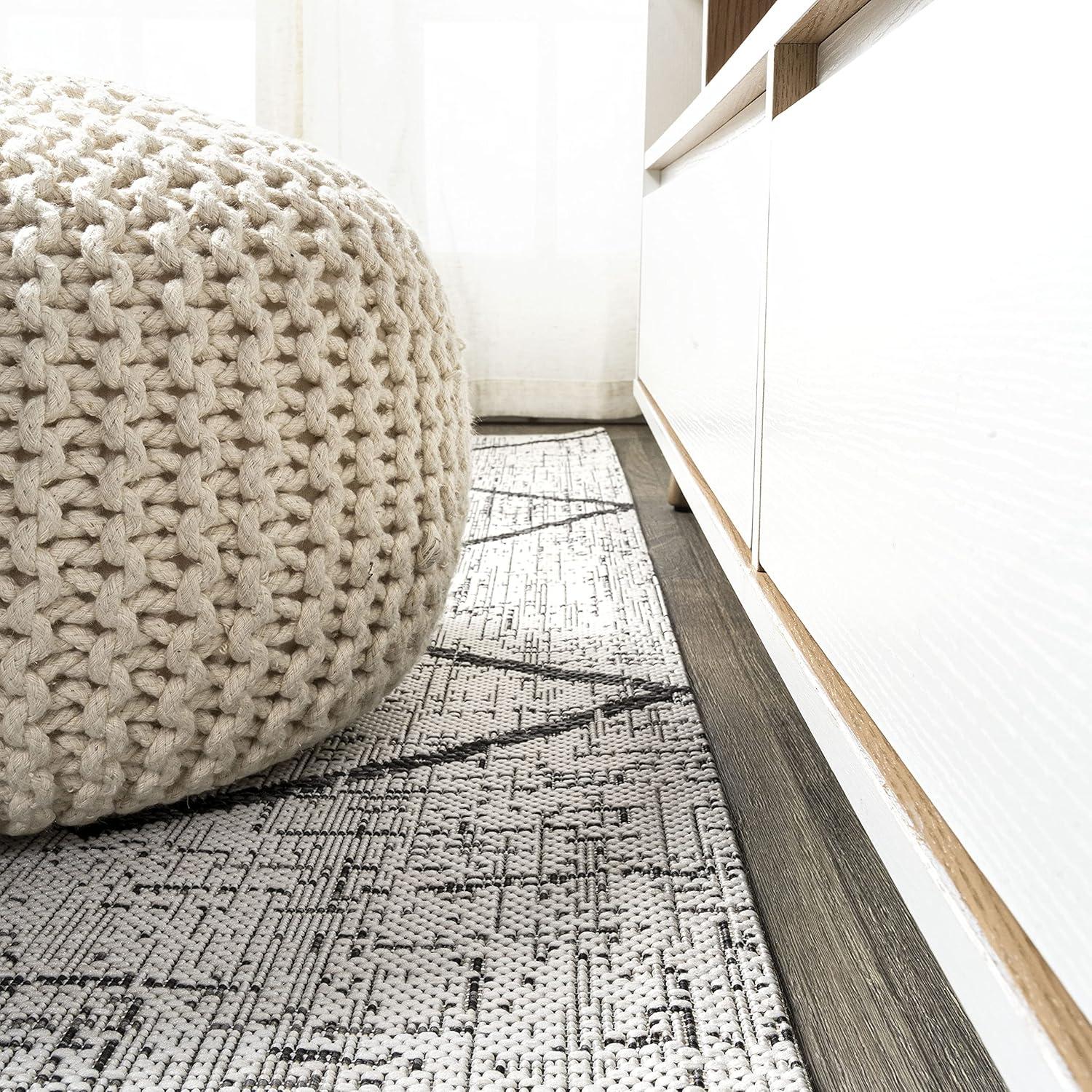 image:imageJONATHAN Y Tribal Diamond Trellis Indoor Outdoor Runner Rug 2X8 BeigeBrown Carwa for Backyard Patio Porch EasyCleaning High Traffic PetFriendly NonShedding SMB128A28IvoryBlack