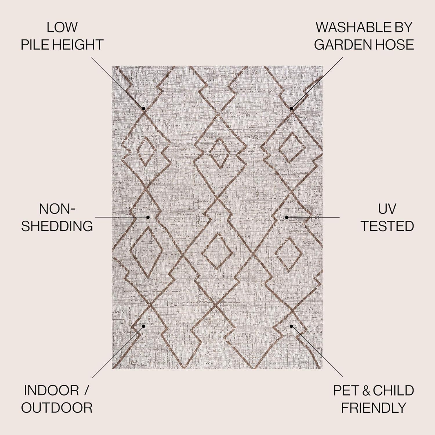 image:imageJONATHAN Y Tribal Diamond Trellis Indoor Outdoor Runner Rug 2X8 BeigeBrown Carwa for Backyard Patio Porch EasyCleaning High Traffic PetFriendly NonShedding SMB128A28BeigeBrown