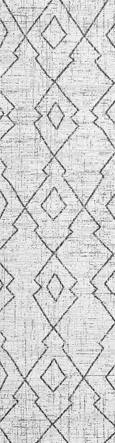 image:imageJONATHAN Y Tribal Diamond Trellis Indoor Outdoor Runner Rug 2X8 BeigeBrown Carwa for Backyard Patio Porch EasyCleaning High Traffic PetFriendly NonShedding SMB128A28IvoryBlack