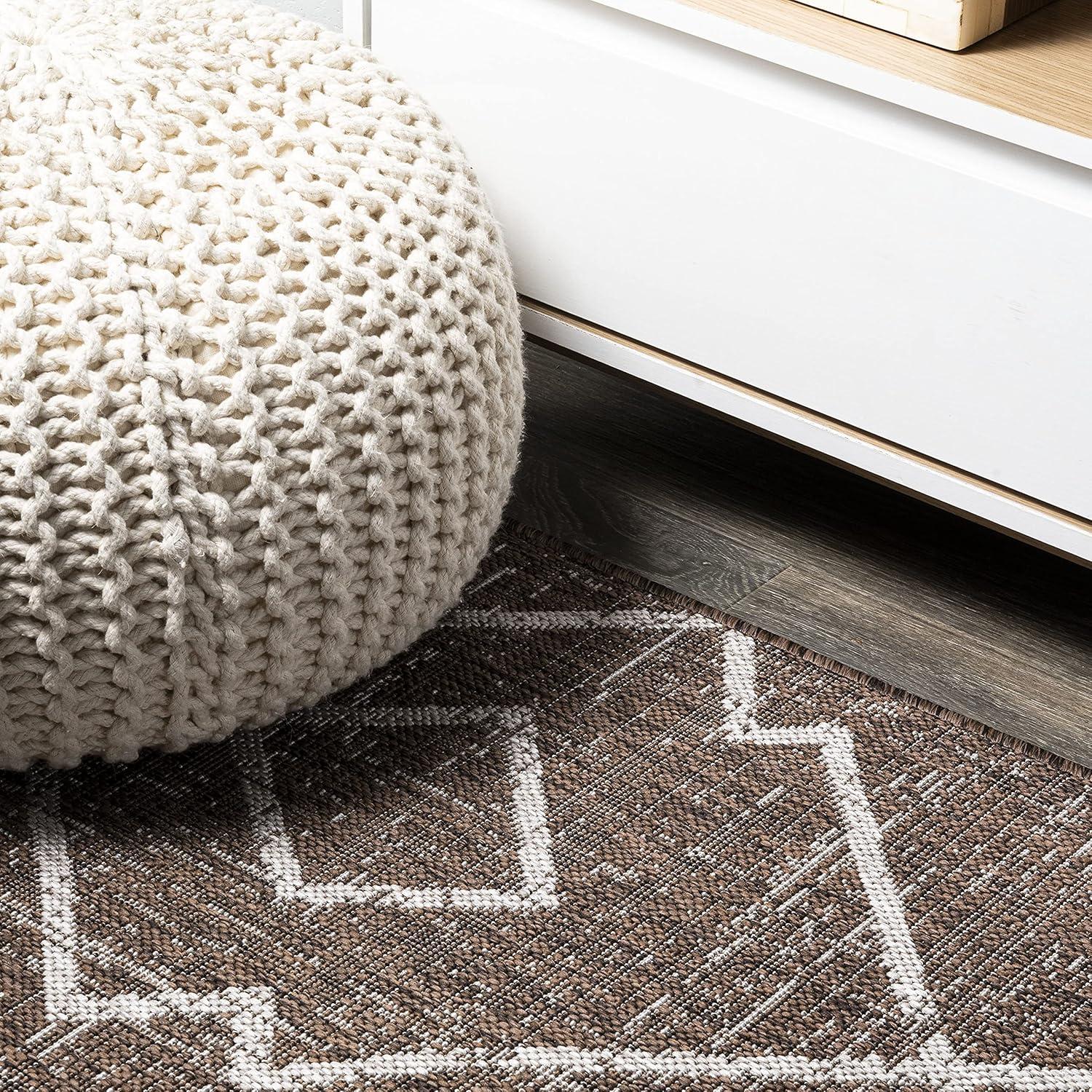 image:imageJONATHAN Y Tribal Diamond Trellis Indoor Outdoor Runner Rug 2X8 BeigeBrown Carwa for Backyard Patio Porch EasyCleaning High Traffic PetFriendly NonShedding SMB128A28BrownBeige