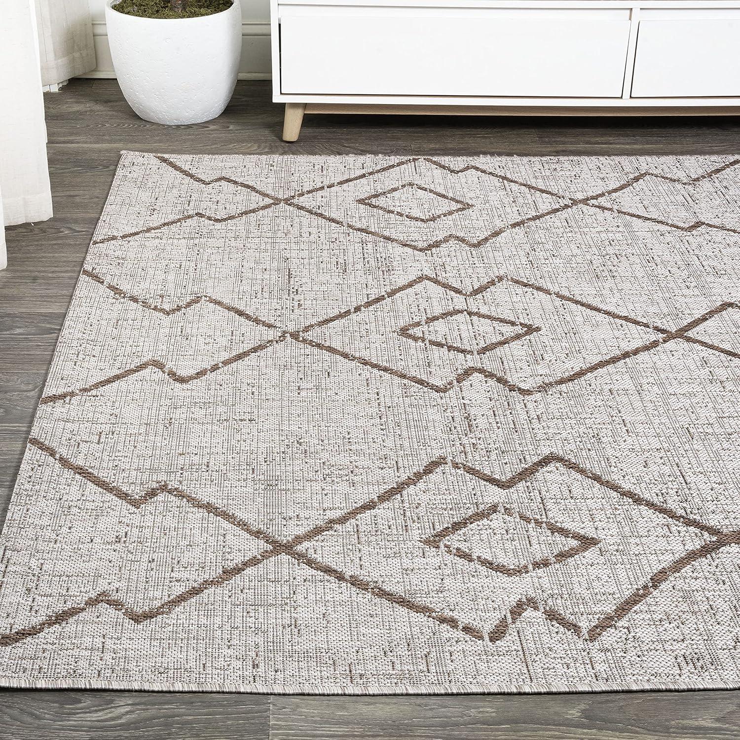 image:imageJONATHAN Y Tribal Diamond Trellis Indoor Outdoor Runner Rug 2X8 BeigeBrown Carwa for Backyard Patio Porch EasyCleaning High Traffic PetFriendly NonShedding SMB128A28BeigeBrown