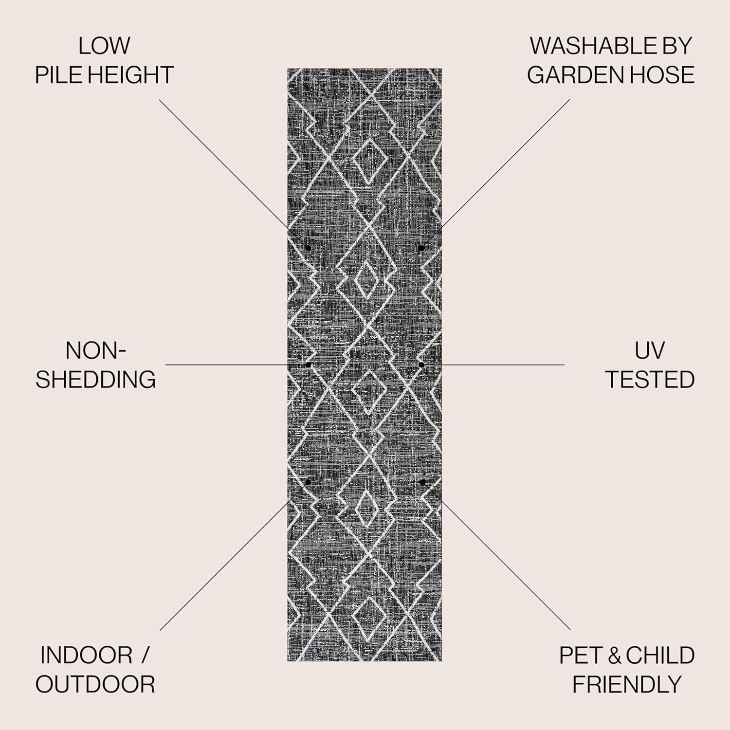 image:imageJONATHAN Y Tribal Diamond Trellis Indoor Outdoor Runner Rug 2X8 BeigeBrown Carwa for Backyard Patio Porch EasyCleaning High Traffic PetFriendly NonShedding SMB128A28BlackIvory