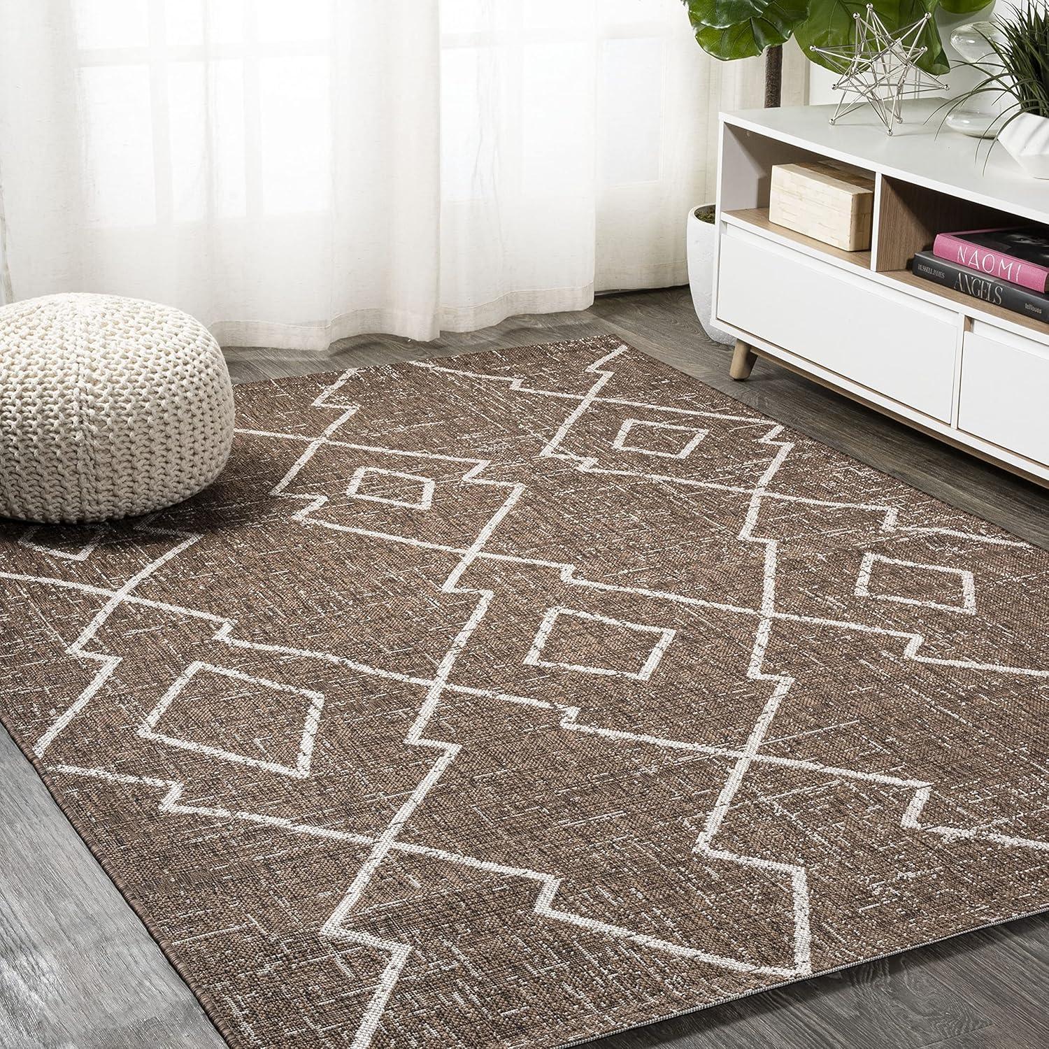 image:imageJONATHAN Y Tribal Diamond Trellis Indoor Outdoor Runner Rug 2X8 BeigeBrown Carwa for Backyard Patio Porch EasyCleaning High Traffic PetFriendly NonShedding SMB128A28BrownBeige