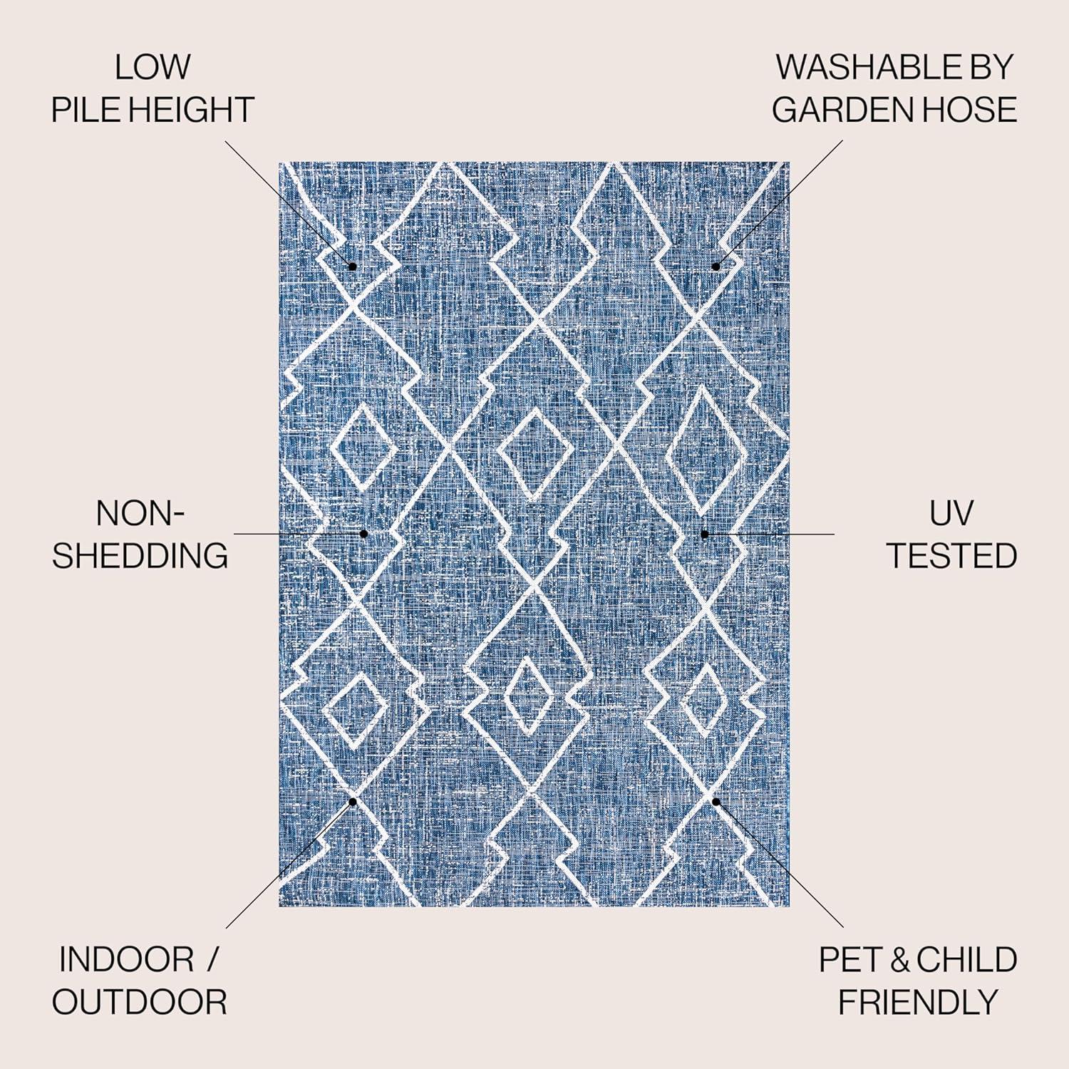 image:imageJONATHAN Y Tribal Diamond Trellis Indoor Outdoor Runner Rug 2X8 BeigeBrown Carwa for Backyard Patio Porch EasyCleaning High Traffic PetFriendly NonShedding SMB128A28BlueIvory