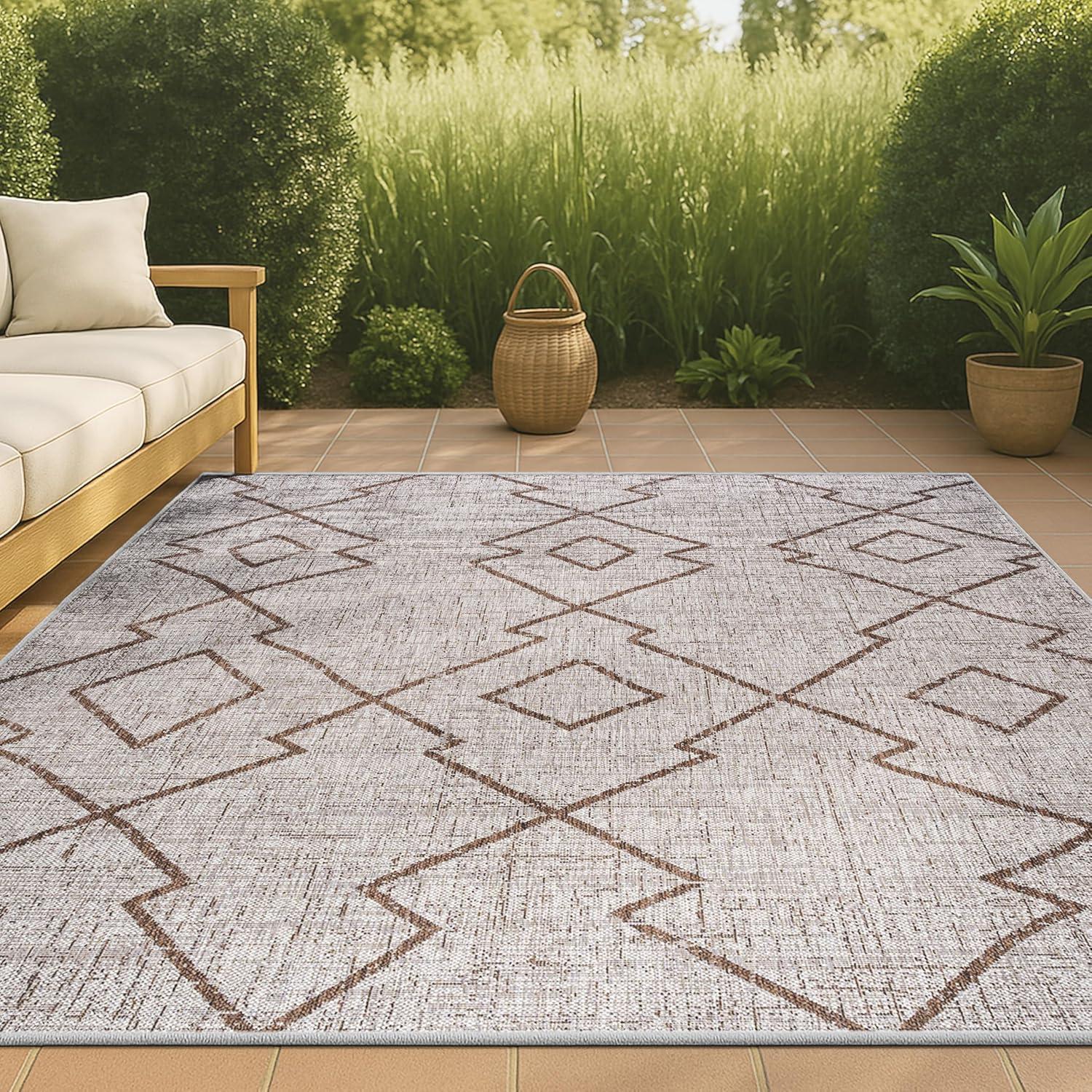 image:imageJONATHAN Y Tribal Diamond Trellis Indoor Outdoor Runner Rug 2X8 BeigeBrown Carwa for Backyard Patio Porch EasyCleaning High Traffic PetFriendly NonShedding SMB128A28BeigeBrown