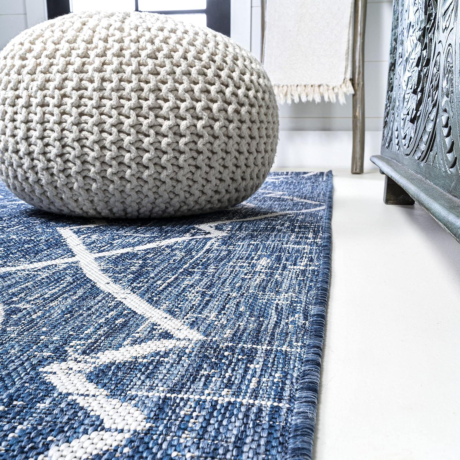 image:imageJONATHAN Y Tribal Diamond Trellis Indoor Outdoor Runner Rug 2X8 BeigeBrown Carwa for Backyard Patio Porch EasyCleaning High Traffic PetFriendly NonShedding SMB128A28BlueIvory