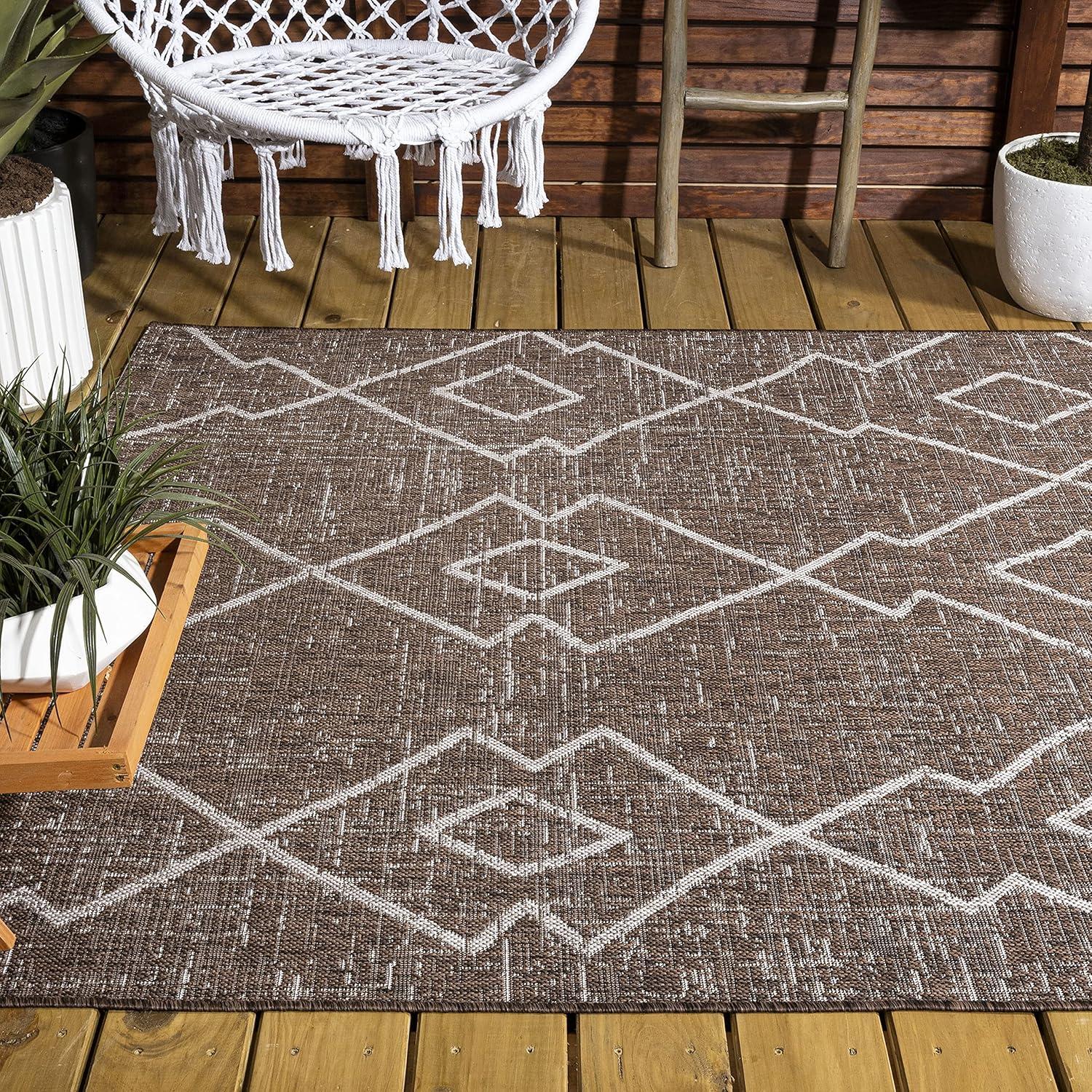 image:imageJONATHAN Y Tribal Diamond Trellis Indoor Outdoor Runner Rug 2X8 BeigeBrown Carwa for Backyard Patio Porch EasyCleaning High Traffic PetFriendly NonShedding SMB128A28BrownBeige