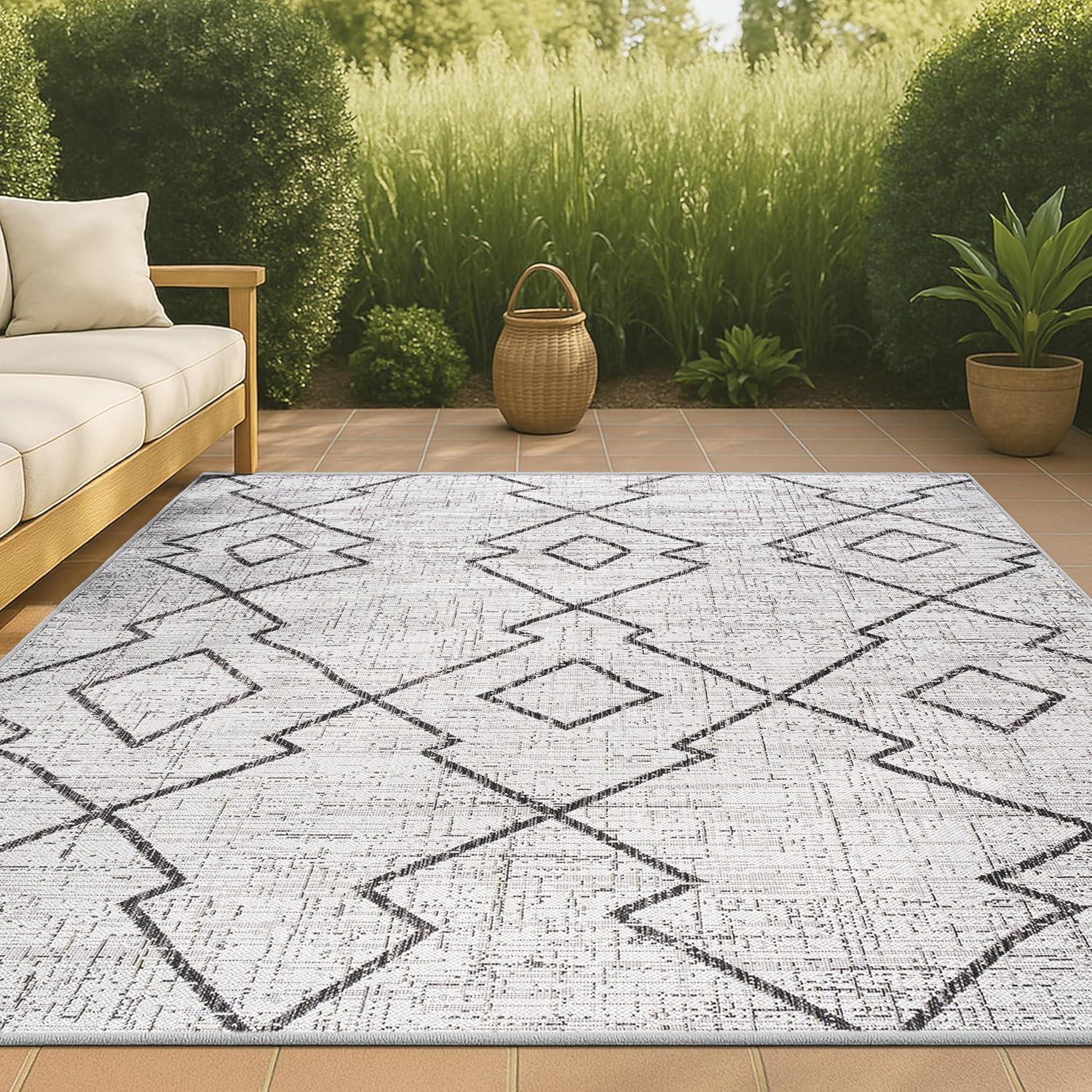 image:imageJONATHAN Y Tribal Diamond Trellis Indoor Outdoor Runner Rug 2X8 BeigeBrown Carwa for Backyard Patio Porch EasyCleaning High Traffic PetFriendly NonShedding SMB128A28IvoryBlack
