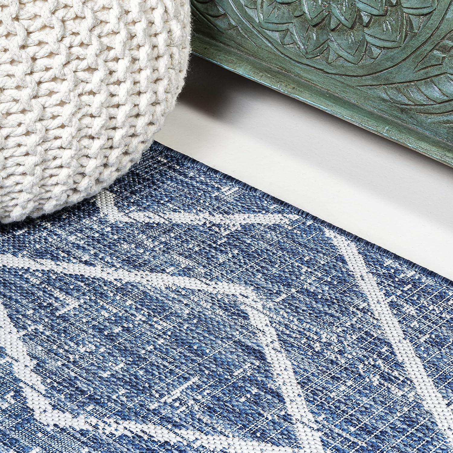 image:imageJONATHAN Y Tribal Diamond Trellis Indoor Outdoor Runner Rug 2X8 BeigeBrown Carwa for Backyard Patio Porch EasyCleaning High Traffic PetFriendly NonShedding SMB128A28BlueIvory