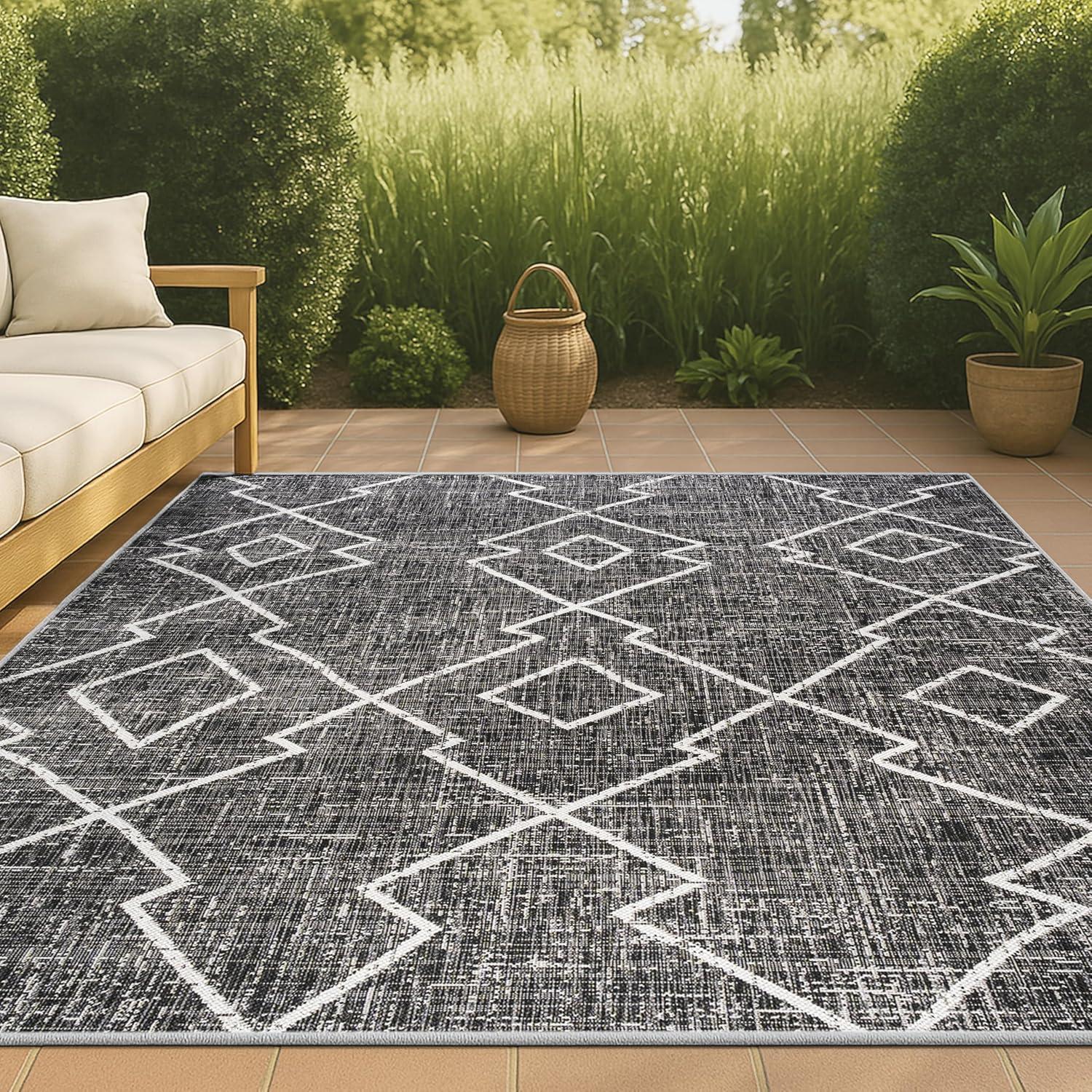 image:imageJONATHAN Y Tribal Diamond Trellis Indoor Outdoor Runner Rug 2X8 BeigeBrown Carwa for Backyard Patio Porch EasyCleaning High Traffic PetFriendly NonShedding SMB128A28BlackIvory