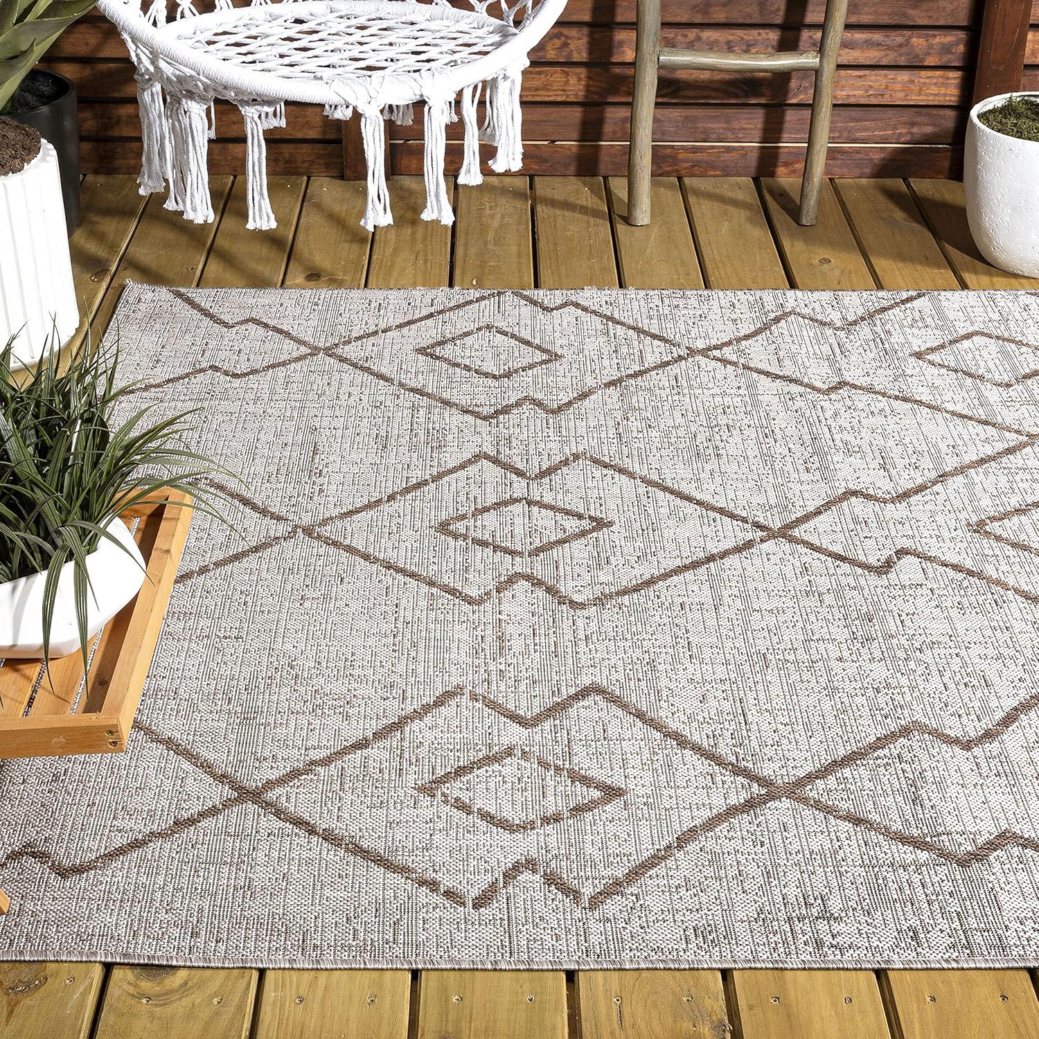 image:imageJONATHAN Y Tribal Diamond Trellis Indoor Outdoor Runner Rug 2X8 BeigeBrown Carwa for Backyard Patio Porch EasyCleaning High Traffic PetFriendly NonShedding SMB128A28BeigeBrown