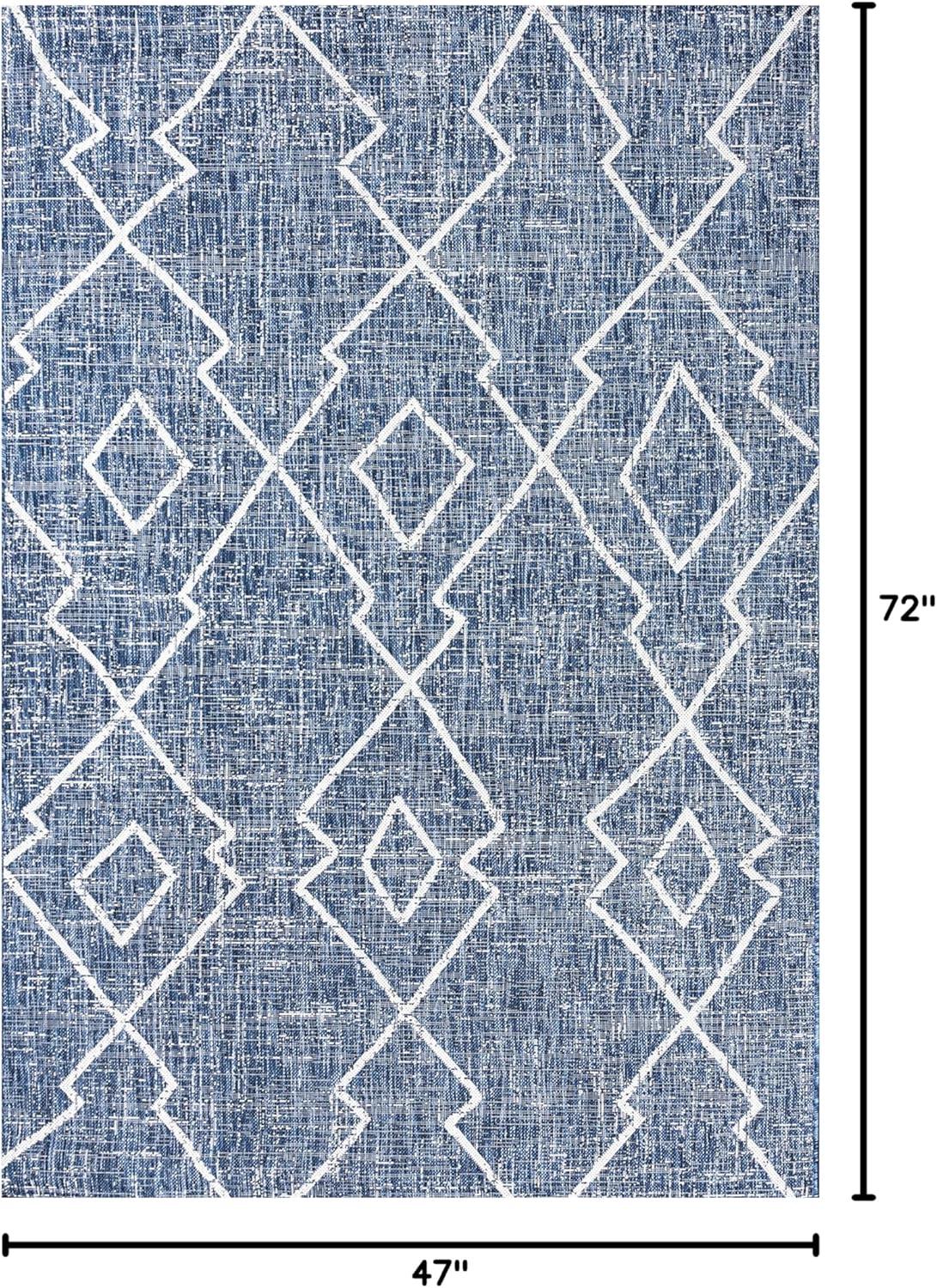 image:imageJONATHAN Y Tribal Diamond Trellis Indoor Outdoor Runner Rug 2X8 BeigeBrown Carwa for Backyard Patio Porch EasyCleaning High Traffic PetFriendly NonShedding SMB128A28BlueIvory