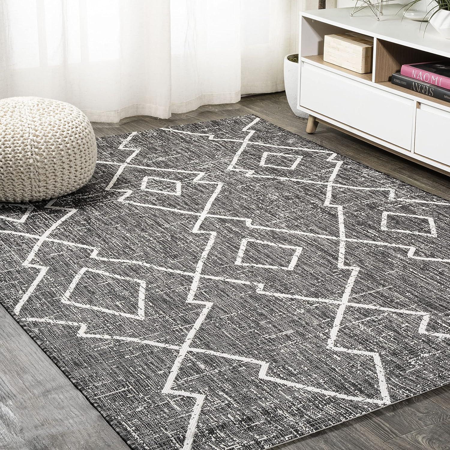 image:imageJONATHAN Y Tribal Diamond Trellis Indoor Outdoor Runner Rug 2X8 BeigeBrown Carwa for Backyard Patio Porch EasyCleaning High Traffic PetFriendly NonShedding SMB128A28BlackIvory
