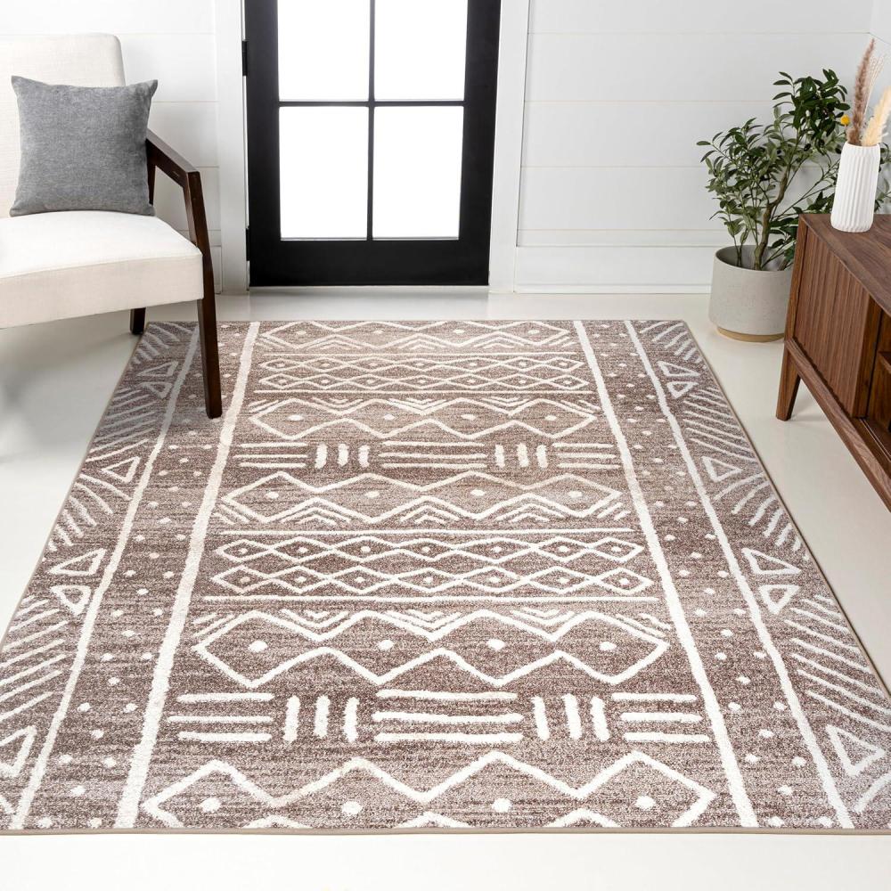 image:imageJONATHAN Y Amanar Tribal Geometric BrownIvory Runner Rug 2x8 Bohemian Vintage EasyCleaning for Living Room Bedroom Kitchen Pet Friendly NonShedding MOH503A284 x 6 Rectangular