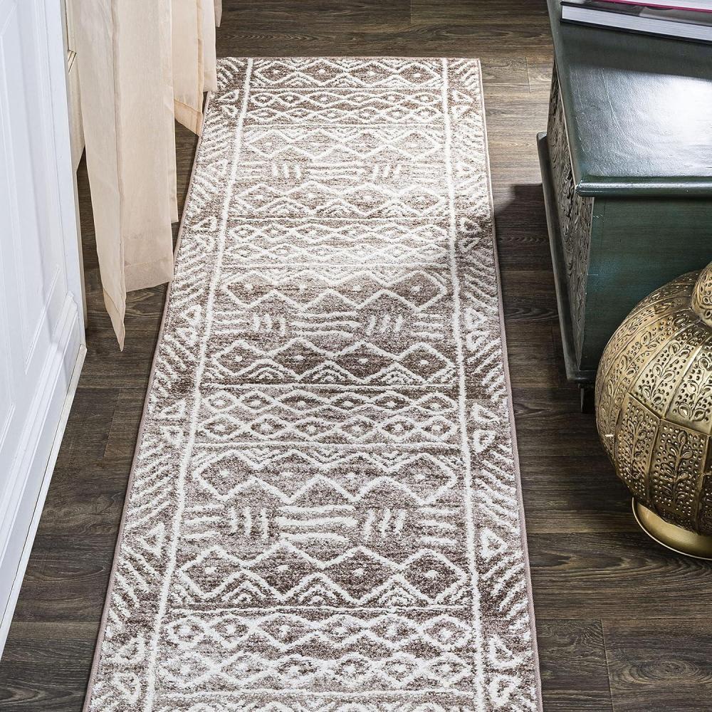 image:imageJONATHAN Y Amanar Tribal Geometric BrownIvory Runner Rug 2x8 Bohemian Vintage EasyCleaning for Living Room Bedroom Kitchen Pet Friendly NonShedding MOH503A282 x 10 Runner