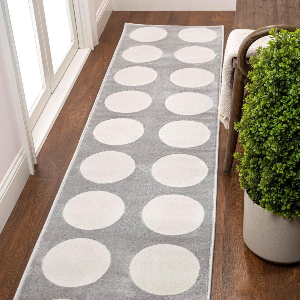 image:imageJONATHAN Y Circle Dot HighLow WhiteCream Indoor Area Rug 5X8 ft Adrian Modern Geometric for Living Room Bedroom Kitchen Office EasyCleaning High Traffic PetFriendly NonShedding SND105B5Light GrayCream