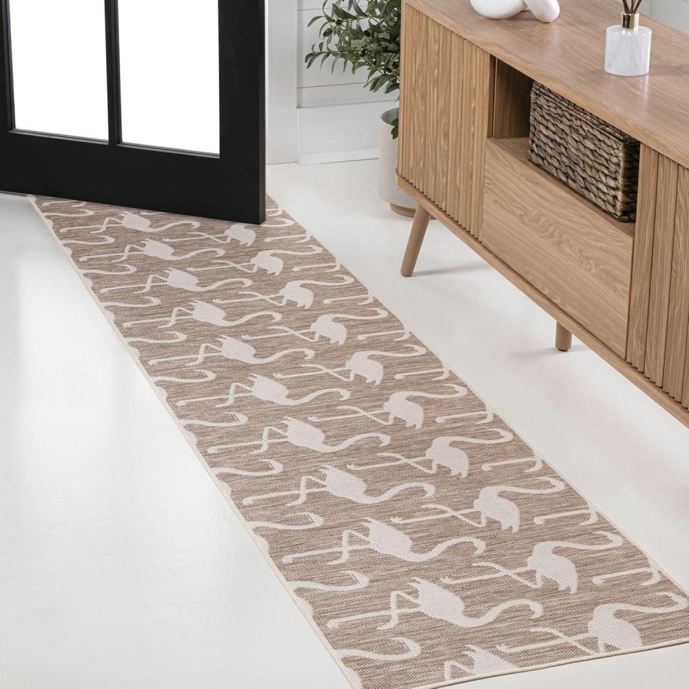 image:imageJONATHAN Y Flamingos TwoTone Indoor Outdoor Runner Rug 2X8 BeigeWhite Liana Casual Coastal for Backyard Patio Porch EasyCleaning High Traffic PetFriendly NonShedding TSN401A28BeigeWhite
