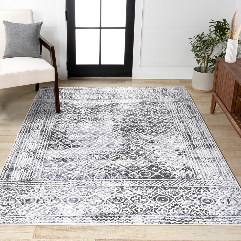 image:imageJONATHAN Y Iften Geometric Distressed IvoryBlack Runner Rug 2x8 Moroccan Bohemian Vintage EasyCleaning for Living Room Bedroom Kitchen Pet Friendly NonShedding MOH505A284 x 6 Rectangular