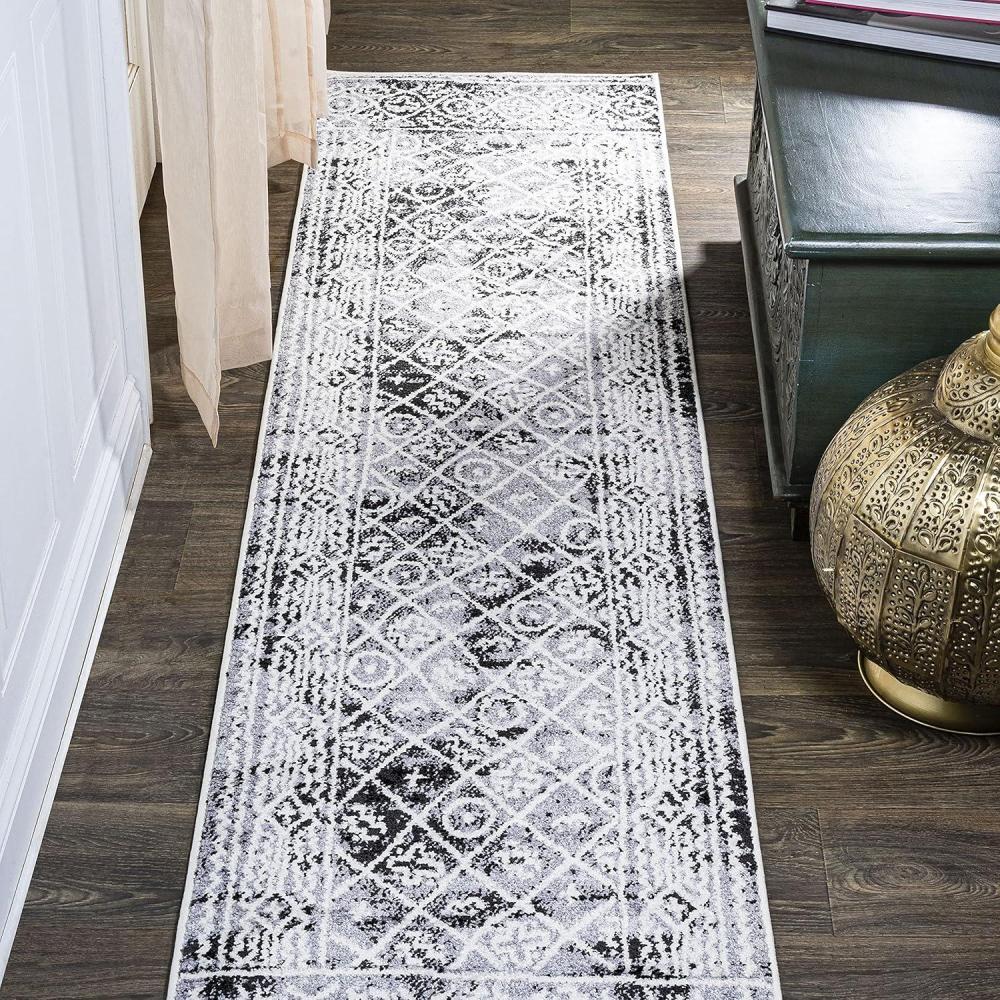 image:imageJONATHAN Y Iften Geometric Distressed IvoryBlack Runner Rug 2x8 Moroccan Bohemian Vintage EasyCleaning for Living Room Bedroom Kitchen Pet Friendly NonShedding MOH505A282 x 8 Runner