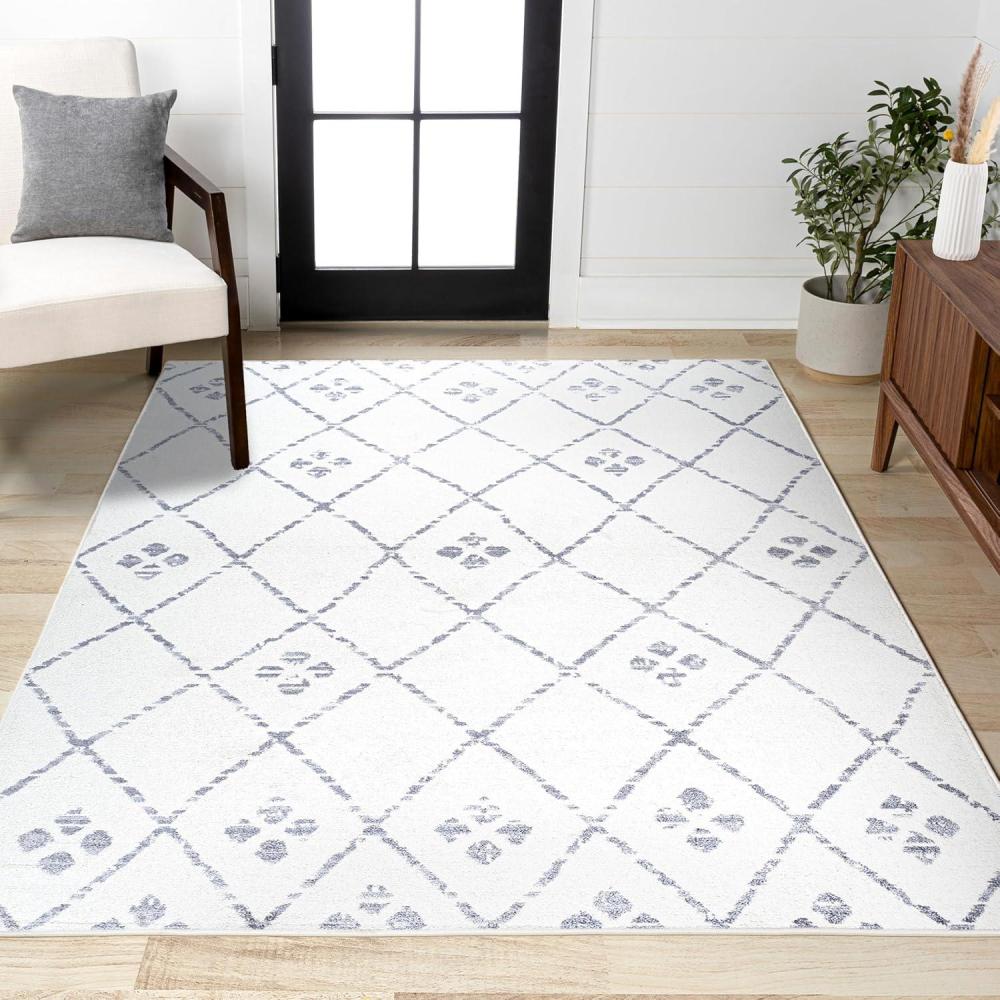 image:imageJONATHAN Y Izil Geometric Diamond IvoryLight Gray Runner Rug 2x8 Moroccan Bohemian Vintage EasyCleaning for Living Room Bedroom Kitchen Pet Friendly NonShedding MOH507A283 x 5 Rectangular