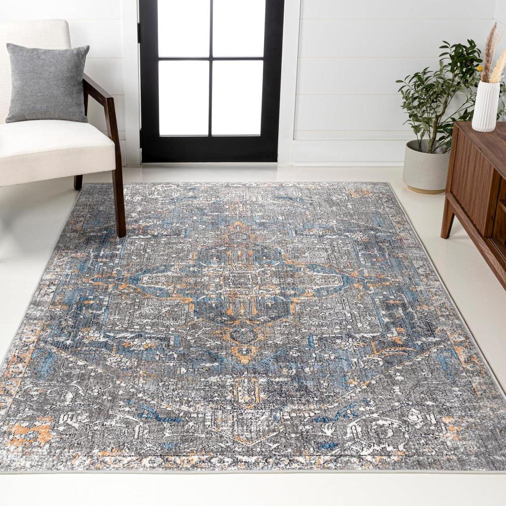 image:imageJONATHAN Y Izmir Medallion GrayMustardTurquoise Indoor Area Rug 3x5 Vintage Glam EasyCleaning for Living Room Bedroom Kitchen Pet Friendly NonShedding RES101A33 x 5 Rectangular
