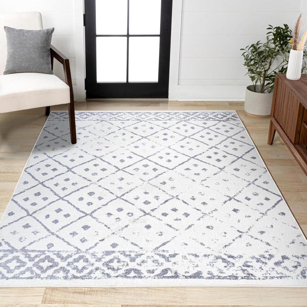 image:imageJONATHAN Y Juba Geometric Diamond IvoryGray Runner Rug 2x8 Moroccan Bohemian Vintage EasyCleaning for Living Room Bedroom Kitchen Pet Friendly NonShedding MOH508A283 x 5 Rectangular