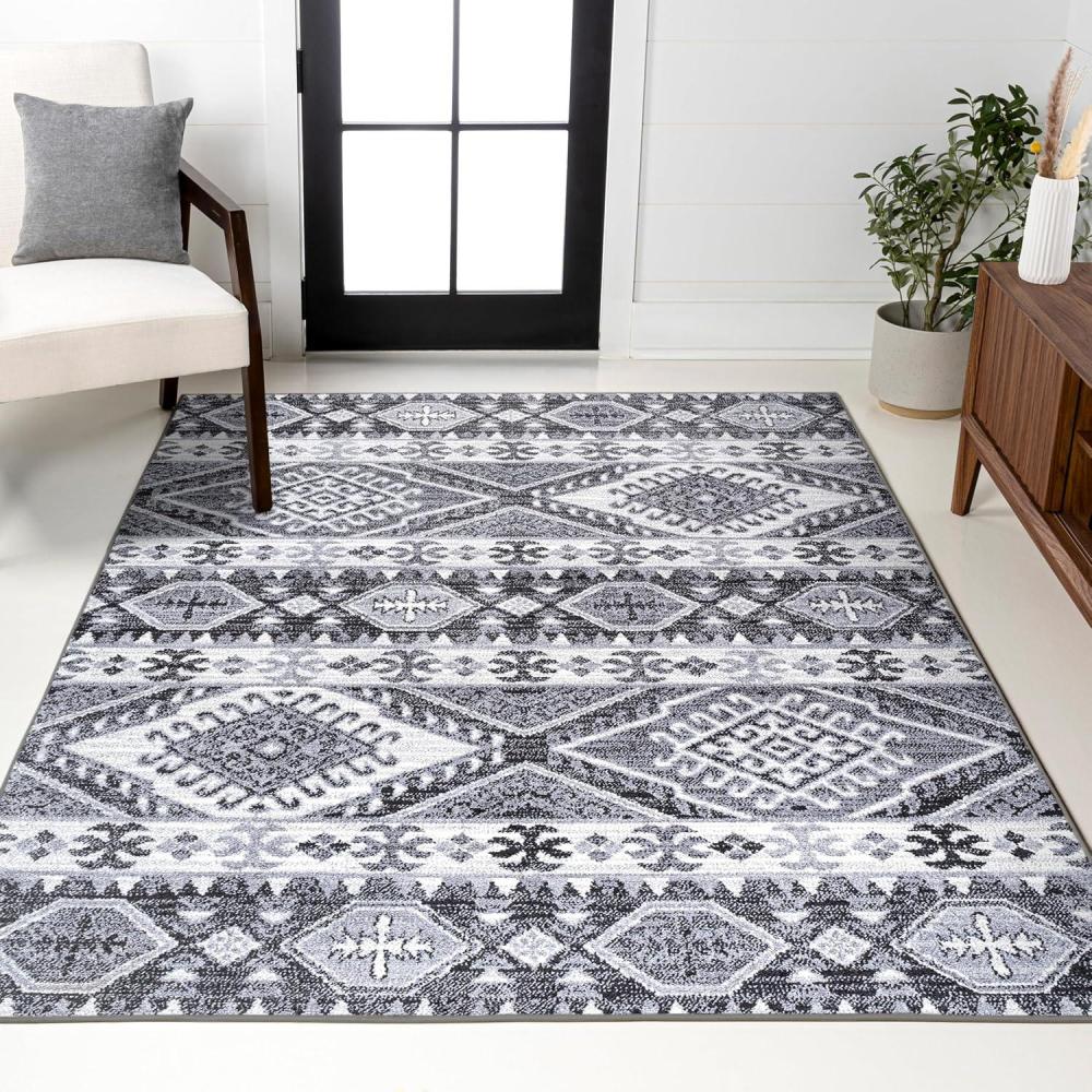 image:imageJONATHAN Y Sura Kilim Geometric GrayAnthracite Runner Rug 2x8 Modern Bohemian Vintage EasyCleaning for Living Room Bedroom Kitchen Pet Friendly NonShedding MOH500A284 x 6 Rectangular