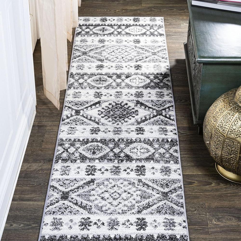 image:imageJONATHAN Y Sura Kilim Geometric GrayAnthracite Runner Rug 2x8 Modern Bohemian Vintage EasyCleaning for Living Room Bedroom Kitchen Pet Friendly NonShedding MOH500A282 x 10 Runner