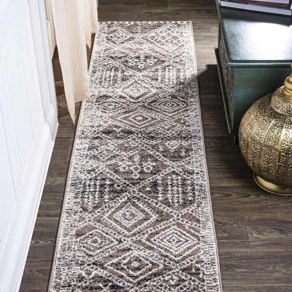 image:imageJONATHAN Y Tayri Tribal Geometric BrownIvory Runner Rug 2x8 Modern Bohemian Vintage EasyCleaning for Living Room Bedroom Kitchen Pet Friendly NonShedding MOH501A282 x 10 Runner