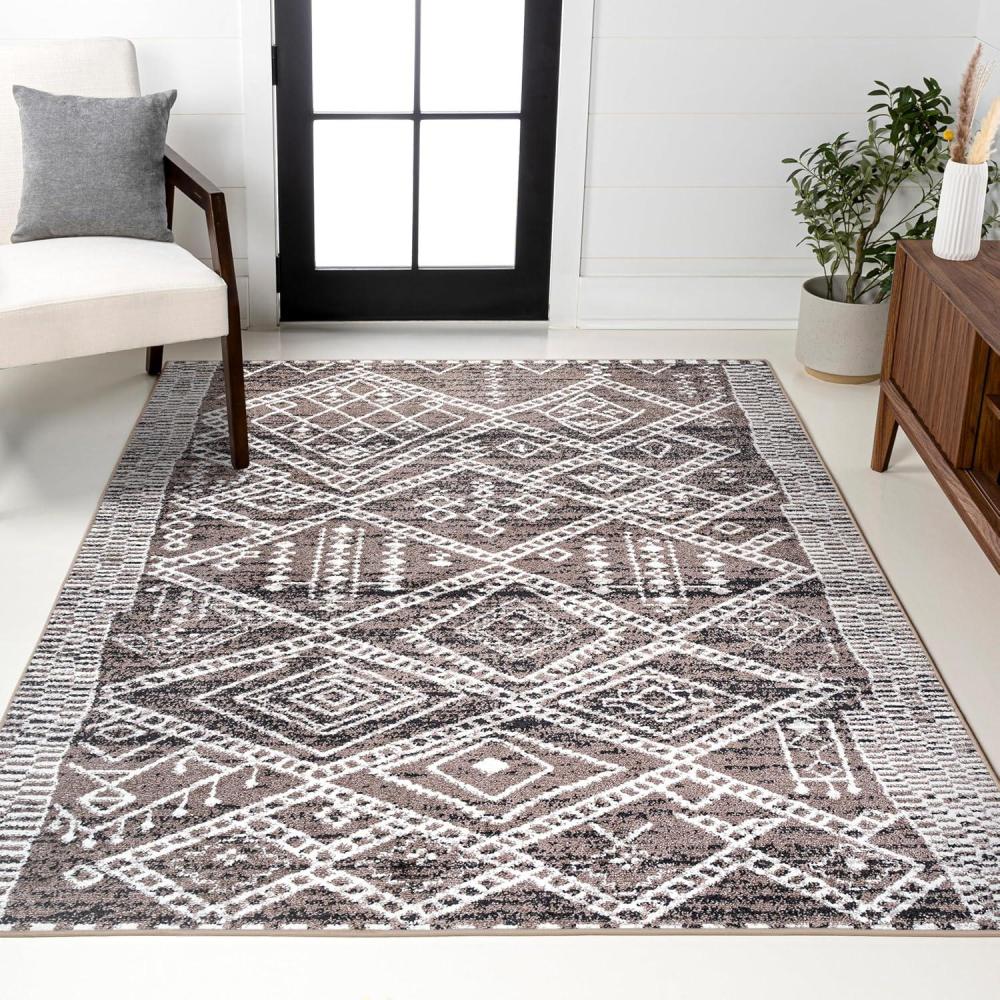 image:imageJONATHAN Y Tayri Tribal Geometric BrownIvory Runner Rug 2x8 Modern Bohemian Vintage EasyCleaning for Living Room Bedroom Kitchen Pet Friendly NonShedding MOH501A2878 x 10 Rectangular
