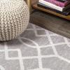 JONATHAN Y Asilah Ogee Fretwork Blue/Gray Indoor Area Rug, 5×8, Contemporary, Modern, Easy-Cleaning for Living Room, Bedroom, Kitchen, Pet Friendly, Non-Shedding (MOH104B-5)(Drak Gray/Cream)
