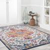 JONATHAN Y Boho Medallion Dark Blue/Gray Indoor Area Rug, 3×5, Vintage, Anaise Ornate, Easy-Cleaning for Living Room, Bedroom, Kitchen, Pet Friendly, Non-Shedding (BMF112C-3)(Orange/Fushia/Blue/Cream)
