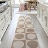 JONATHAN Y Circles in Squares High-Low Runner Rug 2X8 White/Cream, Helena Modern Geometric for Living Room, Bedroom, Kitchen, Easy-Cleaning, High Traffic, Pet-Friendly, Non-Shedding SND104B-28(Beige/Cream)