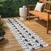 JONATHAN Y Flamingos Two-Tone Indoor Outdoor Runner Rug 2X8 Beige/White, Liana Casual Coastal for Backyard, Patio, Porch, Easy-Cleaning, High Traffic, Pet-Friendly, Non-Shedding (TSN401A-28)(White/Black)