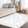 JONATHAN Y Izil Geometric Diamond Ivory/Light Gray Runner Rug, 2×8, Moroccan, Bohemian, Vintage, Easy-Cleaning for Living Room, Bedroom, Kitchen, Pet Friendly, Non-Shedding (MOH507A-28)(4′ x 6′ (Rectangular))