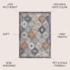 JONATHAN Y Kirman Bohemian Medallion Light Gray/Blue/Orange Indoor Area Rug, 3×5, Bohemian, Vintage, Easy-Cleaning for Living Room, Bedroom, Kitchen, Pet Friendly, Non-Shedding (MDP214A-3)(5’3″ x 7’7″ (Rectangular))