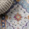 JONATHAN Y Kirman Bohemian Medallion Light Gray/Blue/Orange Indoor Area Rug, 3×5, Bohemian, Vintage, Easy-Cleaning for Living Room, Bedroom, Kitchen, Pet Friendly, Non-Shedding (MDP214A-3)(4′ x 6′ (Rectangular))