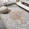 JONATHAN Y Lorena Ornate Boho Medallion Light Gray/Dark Blue/Orange Indoor Area Rug, 3×5, Bohemian, Vintage, Easy-Cleaning for Living Room, Bedroom, Kitchen, Pet Friendly, Non-Shedding (MDP211A-3)(4′ x 6′ (Rectangular))
