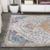 JONATHAN Y Lorena Ornate Boho Medallion Light Gray/Dark Blue/Orange Indoor Area Rug, 3×5, Bohemian, Vintage, Easy-Cleaning for Living Room, Bedroom, Kitchen, Pet Friendly, Non-Shedding (MDP211A-3)(3′ x 5′ (Rectangular))