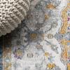 JONATHAN Y Lorena Ornate Boho Medallion Light Gray/Dark Blue/Orange Indoor Area Rug, 3×5, Bohemian, Vintage, Easy-Cleaning for Living Room, Bedroom, Kitchen, Pet Friendly, Non-Shedding (MDP211A-3)(5’3″ x 7’7″ (Rectangular))